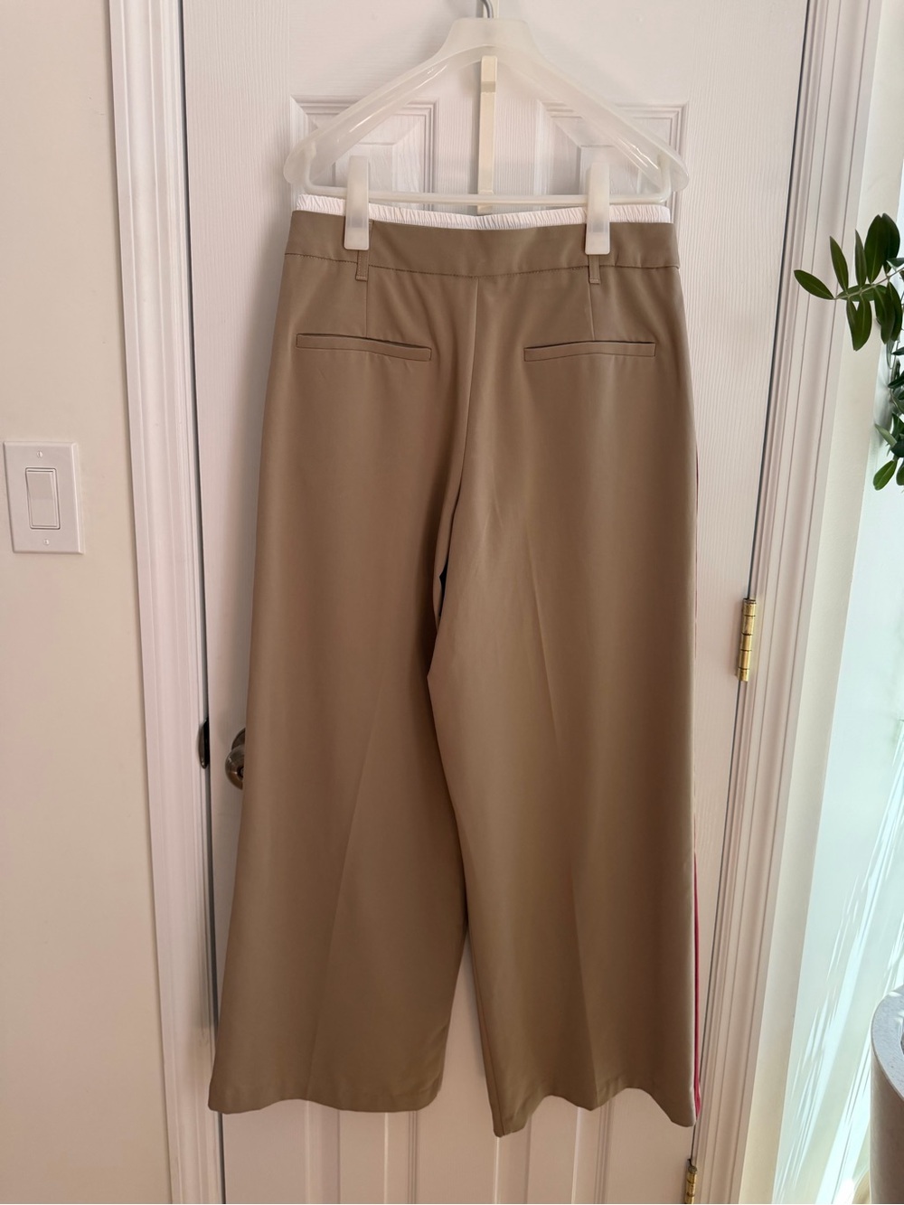 Zara Beige Wide Leg Pants Size Small With Red Stripes - Picture 7 of 7